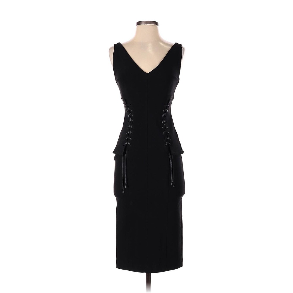 🪄 Yigal Azrouel Black Lace-Up Bustier Midi Dress Size 2 NWT